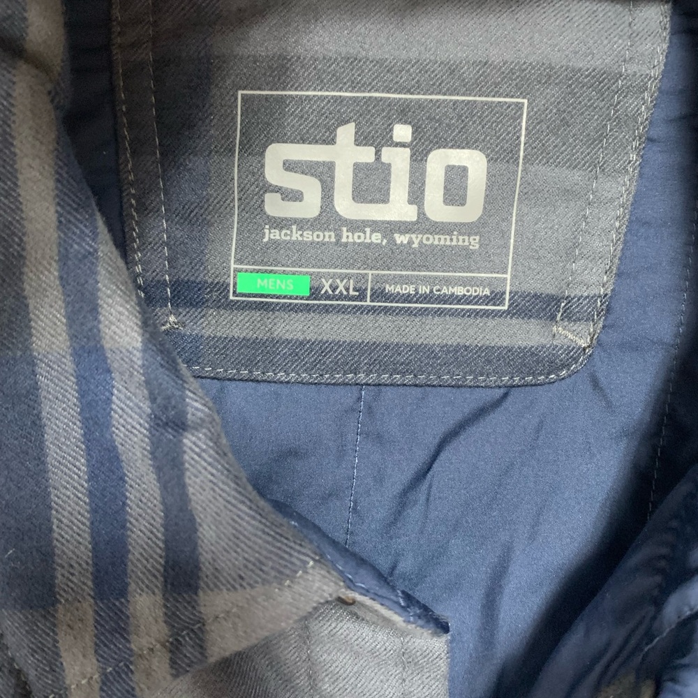 NEW Stio Buckhorn Organic Cotton Insulated Blue Gray Plaid Shirt Snap Jacket XXL - Picture 2 of 9